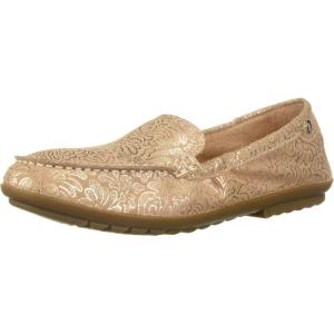 imageHush Puppies Womens AIDI Mocc Slipon Driving Style LoaferPale Peach Metallic Print Leather
